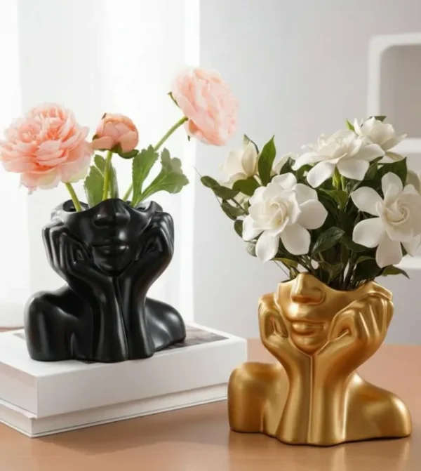 Ceramic Face Design Flower Vase | Face Vase